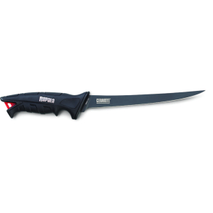 Stealth FXF Filetiermesser, 15cm: Schwarzes Filetiermesser mit rotem Akzent am Griff und grauer Klinge.