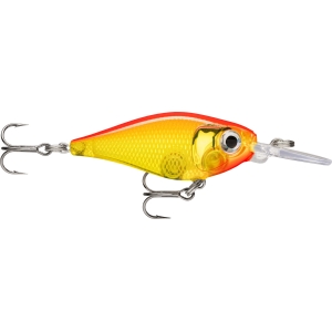 X-Light Shad 4cm, 4g, FNS04 GFR: Angelköder mit orange-gelbem Körper und zwei Drillingen.