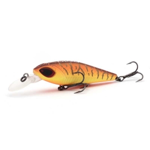 Gecko Minnow S 75 orange fire Angelköder mit Tauchschaufel und Drillingen.