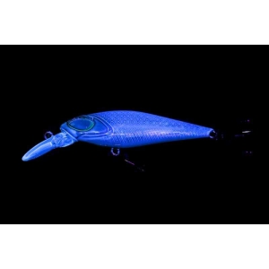 Gecko Minnow S 75 rot blau: Blauer Angelköder mit Schaufel und Haken