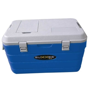 Blaue Kühlbox 40 Liter mit grauem Deckel und Verschluss