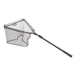 Kescher faltbar mit Teleskopgriff 2,00m: Schwarzes Fischernetz mit Teleskopstiel.