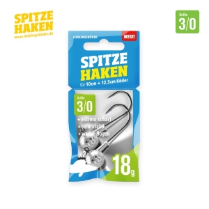 Spitze Haken 3/0 18g: Zwei Angelhaken mit Gewichten, extrem scharf und stabil für 10cm+ Köder.