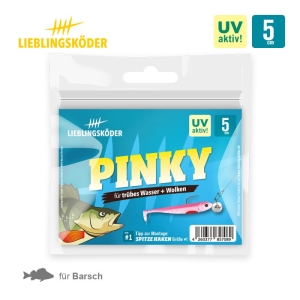 Lieblingsköder Pinky 5cm: Angelköder für Barsch, geeignet für trübes Wasser.