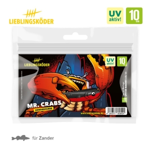 Mr. Crabs 10cm: UV-aktiver Gummiköder zum Angeln auf Zander.