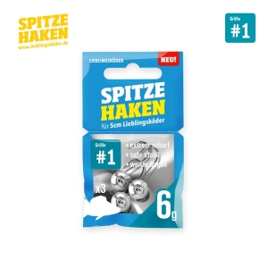 Spitze Haken #1 6g: Angelhaken für 5cm Lieblingsköder, extrem scharf und stabil.