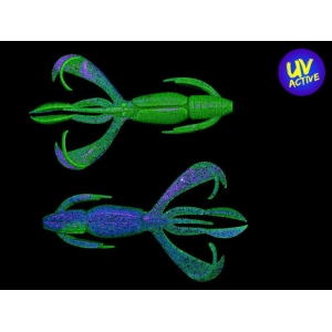 Crazy Flapper 2.8" Golden Goby (BA-Edition): UV-aktiver Angelköder in Grün und Blau mit Flapper-Design.