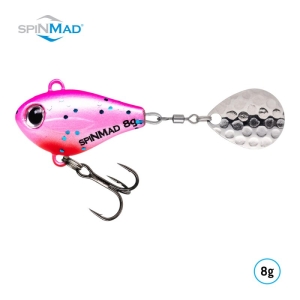 Spinmad Jigmaster Pinky 8g: Rosa Angelköder mit silbernem Spinnerblatt und Drilling