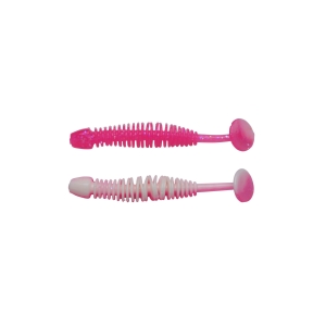 PowerBait Leech 50mm pink/weiß: Weiche Gummiköder mit geripptem Körper und Schaufelschwanz