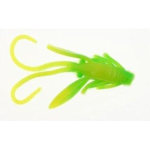 PowerBait Nymph grün chartreuse: Weicher grüner und gelber Angelköder mit Anhängseln.