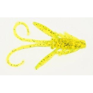 PowerBait Nymph grün chartreuse: Gelber Angelköder mit Anhängseln.