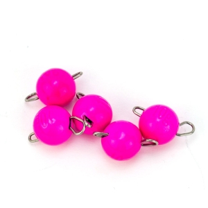 Tungsten Cheburashka pink, 1g, 5 Stück: Pinke Angelgewichte mit Metallclips für flexibles Angeln