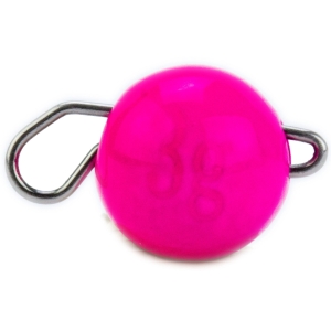 Tungsten Cheburashka pink, 1g: Pinke, runde Angelgewichte mit Metallclips.