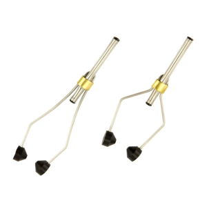 Ceramic Bobbin lang, 11cm, schwarz: Zwei Fliegenbinde-Bobbin mit Keramikspitzen.