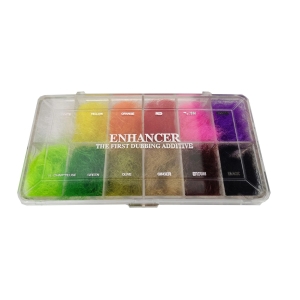 Dubbing Dispenser 12er SLF Enhancer: Sortierbox mit 12 Farben synthetisches Dubbing-Material für Fliegenfischen.