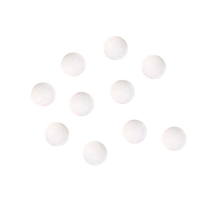 Poly-Kugeln – weiss: Zehn weisse Kugeln auf weissem Grund.