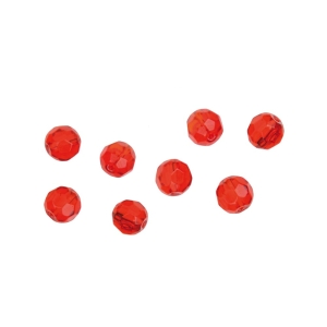 Glasperlen facettiert – 6mm, rot: Facettierte rote Glasperlen, ideal für Schmuckherstellung.