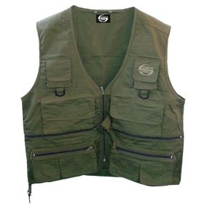 Gilet / Weste grün – Grösse M: Grüne Angelweste mit vielen Taschen