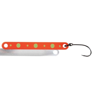 Razor Blade, 5cm, 2,5g, ORGE: Orangefarbener Angelköder mit silberner Klinge und Haken.