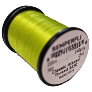 Bindefaden Classic Waxed Thread 12/0, 220m, wasserolive (water olive), grüne Spule