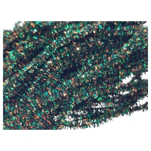 Grüne Pfauenfeder synthetisch 4mm: Kleine, grüne Tinsel-Girlande.