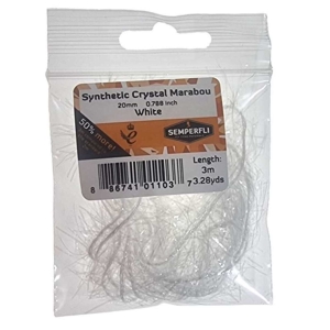 Synthetisches Kristall Marabou 20mm weiß (weiss): Weiches, glänzendes Material zum Fliegenbinden.