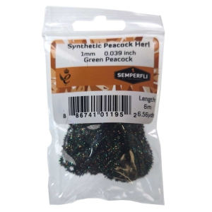 Pfauenfeder synthetisch 1mm, micro, grün: Synthetische Hechel für Fliegenbinden.