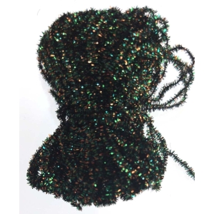 Pfauenfeder synthetisch 1mm, micro, grün: Spule mit grünem, synthetischem Tinsel-Material.