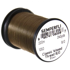 Brauner Bindefaden Classic Waxed Thread 8/0, 220m von Semperfli.