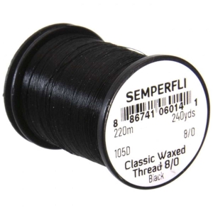 Schwarze Spule Bindefaden Classic Waxed Thread 8/0, 220m