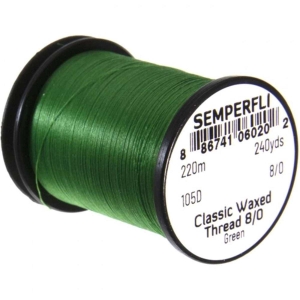 Bindefaden Classic Waxed Thread 8/0, 220m, grün: Gewachster Bindefaden auf Spule.