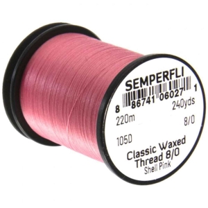 Bindefaden Classic Waxed Thread 8/0, 220m, muschelrosa: Pinker Bindefaden für Fliegenbinden.