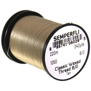 Bindefaden Classic Waxed Thread 8/0, 220m, tan (hellbraun): Hellbrauner Bindefaden auf Spule.