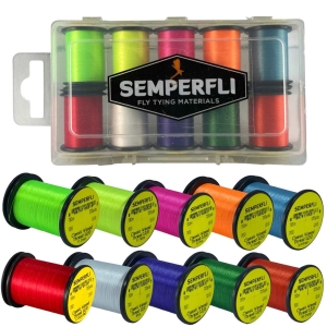 Bindefaden Set Classic Waxed Thread 12/0, 10 Farben: Attraktor-Fliegenbindegarn, 110m Spulen in verschiedenen Farben.