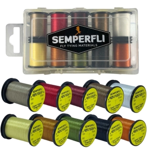 Bindefaden Set Classic Waxed Thread 8/0: 10 Naturfarben, 110m, zum Fliegenbinden.