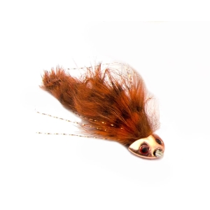 Sculpin Flex rostbraun, #4: Detailaufnahme des Köders zum Fliegenfischen.