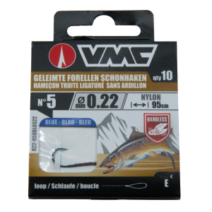 Geleimte Forellenhaken, ohne Widerhaken, #5, 0.22mm, 95cm, 10 Stück