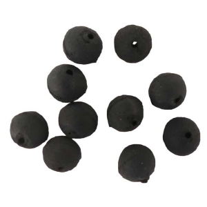 Gummi Perlen S, 10 Stück: Kleine, runde, schwarze Perlen mit Loch.