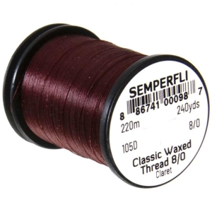 Bindefaden Classic Waxed Thread 8/0, 220m, Claret (Bordeauxrot): Dunkelroter Bindefaden auf Spule.
