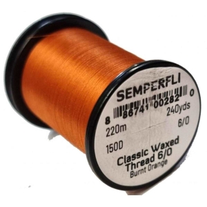 Bindefaden Classic Waxed Thread 6/0, 220m, gebrannte Orange: Semperfli Bindefaden für Fliegenbinden.