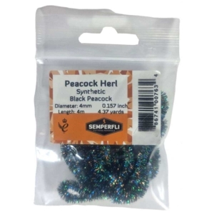 Pfauenfeder synthetisch 4mm, klein, schwarz von Semperfli: Synthetisches Hechelmaterial für Fliegenbinden.