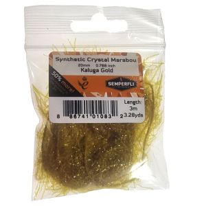 Semperfli Synthetic Crystal Marabou Kaluga Gold: 20mm, 3m Länge, schimmerndes Gold für Fliegenbinden.