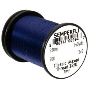 Bindefaden Classic Waxed Thread 12/0, 220m, marineblau. Gewachster Bindefaden in Dunkelblau.