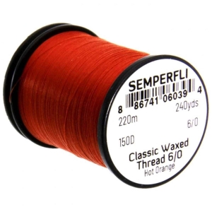 Bindefaden Classic Waxed Thread 6/0, 220m, Hot Orange: Orangefarbener Bindefaden für Fliegenbinden.