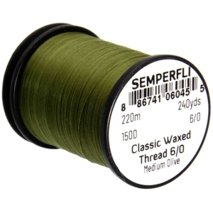 Semperfli Bindefaden Classic Waxed Thread 6/0, Medium Olive (mittleres Olive), 220m