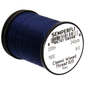 Bindefaden Classic Waxed Thread 6/0, 220m, marineblau. Gewachster Bindefaden in Marineblau.