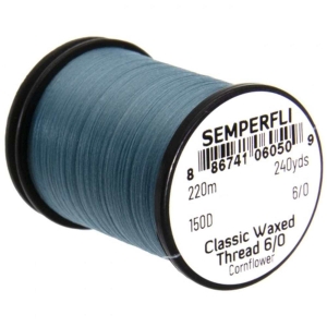 Bindefaden Classic Waxed Thread 6/0, 220m, kornblume (cornflower) blauer Faden.