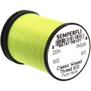 Bindefaden Classic Waxed Thread 6/0, 220m, fluo gelb: Gelber Wachsfaden zum Fliegenbinden
