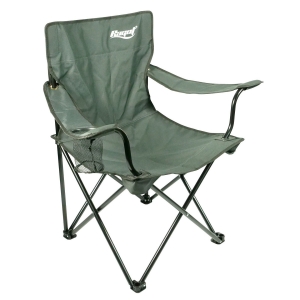 Campingstuhl XL: Bequemer, klappbarer Outdoor-Stuhl mit Armlehnen und Getränkehalter.