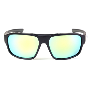 Polarisationsbrille Aquila Guide (green mirror): Schwarze Sonnenbrille mit grünen Spiegelgläsern.